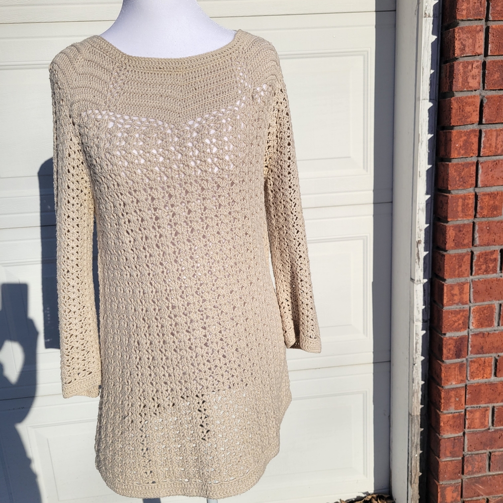 Isaac Mizrahi Oatmeal Knit Women's 3/4 Sleeves Sweater Tagged Sz XS Fits Like M